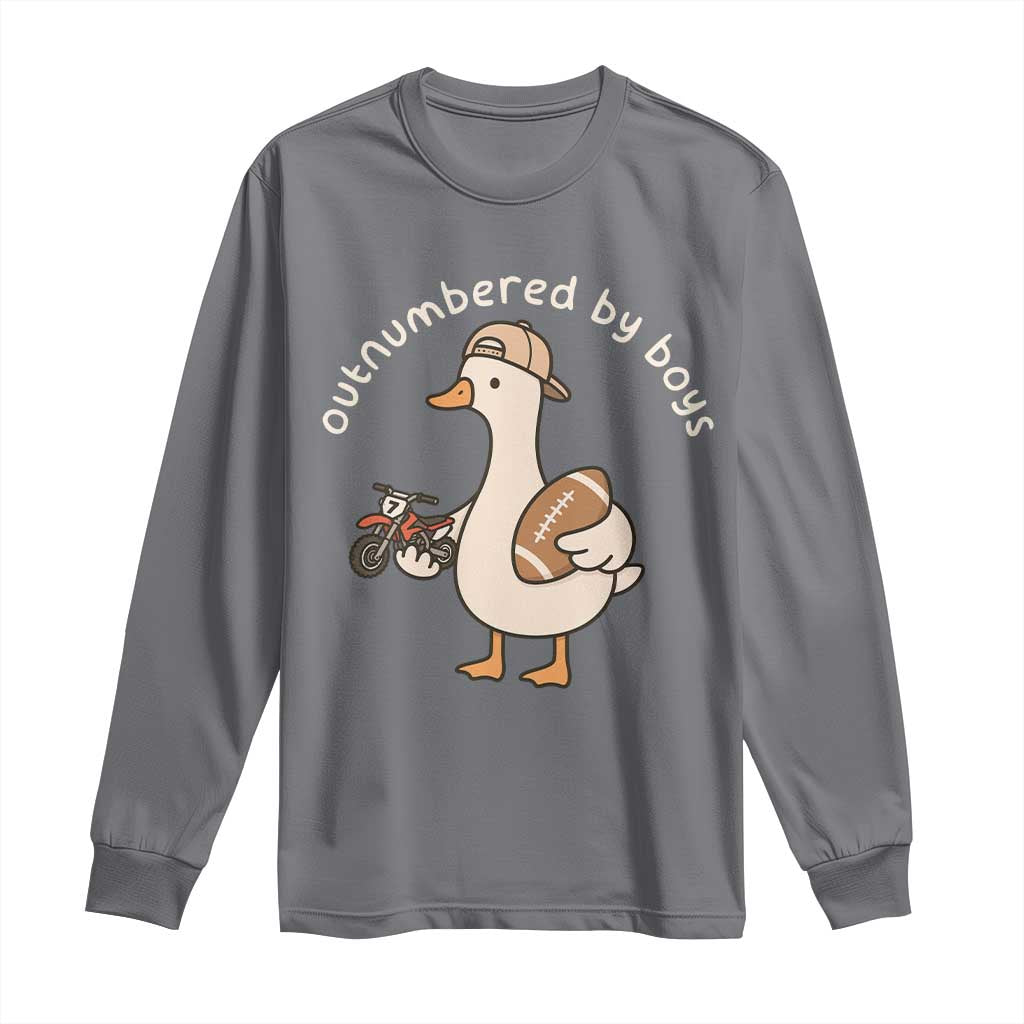 Outnumbered By Boys Funny Mom Goose Long Sleeve Shirt TS11 Charcoal Print Your Wear