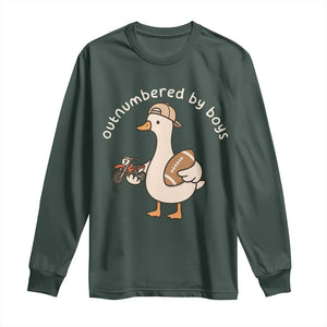 Outnumbered By Boys Funny Mom Goose Long Sleeve Shirt TS11 Dark Forest Green Print Your Wear