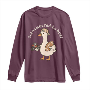 Outnumbered By Boys Funny Mom Goose Long Sleeve Shirt TS11 Maroon Print Your Wear