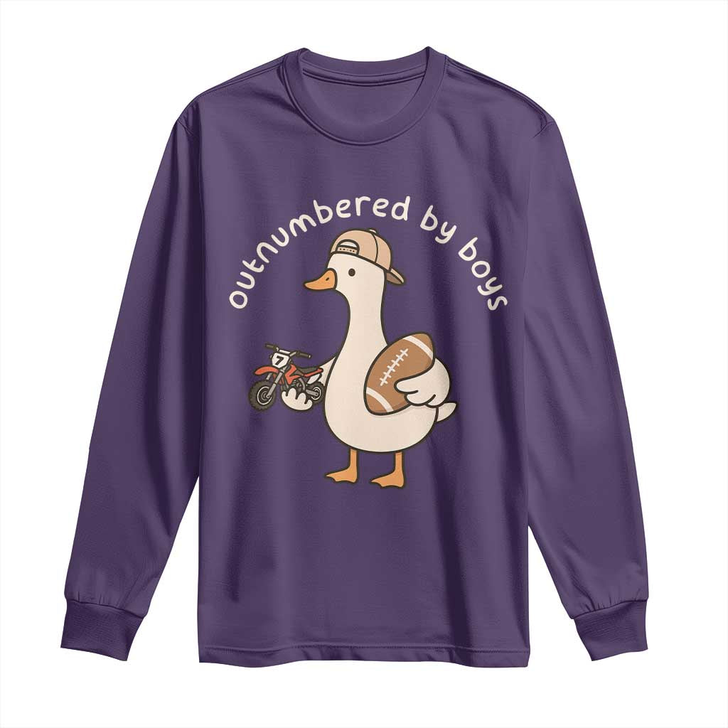 Outnumbered By Boys Funny Mom Goose Long Sleeve Shirt TS11 Purple Print Your Wear