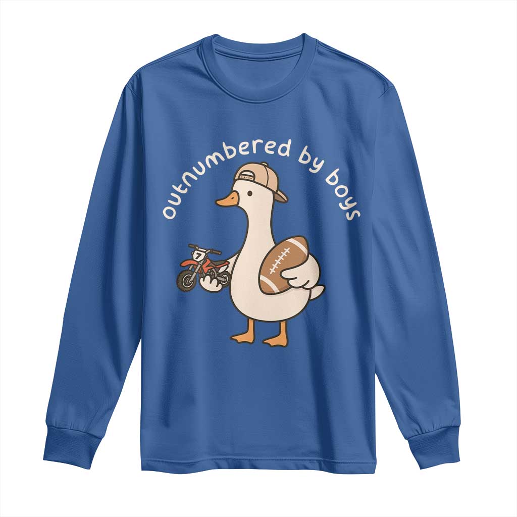 Outnumbered By Boys Funny Mom Goose Long Sleeve Shirt TS11 Royal Blue Print Your Wear