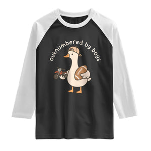 Outnumbered By Boys Funny Mom Goose Raglan Shirt TS11 Black White Print Your Wear