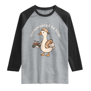 Outnumbered By Boys Funny Mom Goose Raglan Shirt TS11 Heather Gray Black Print Your Wear