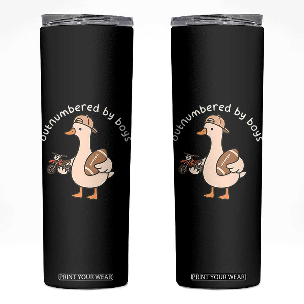 Outnumbered By Boys Funny Mom Goose Skinny Tumbler TS11 Black Print Your Wear