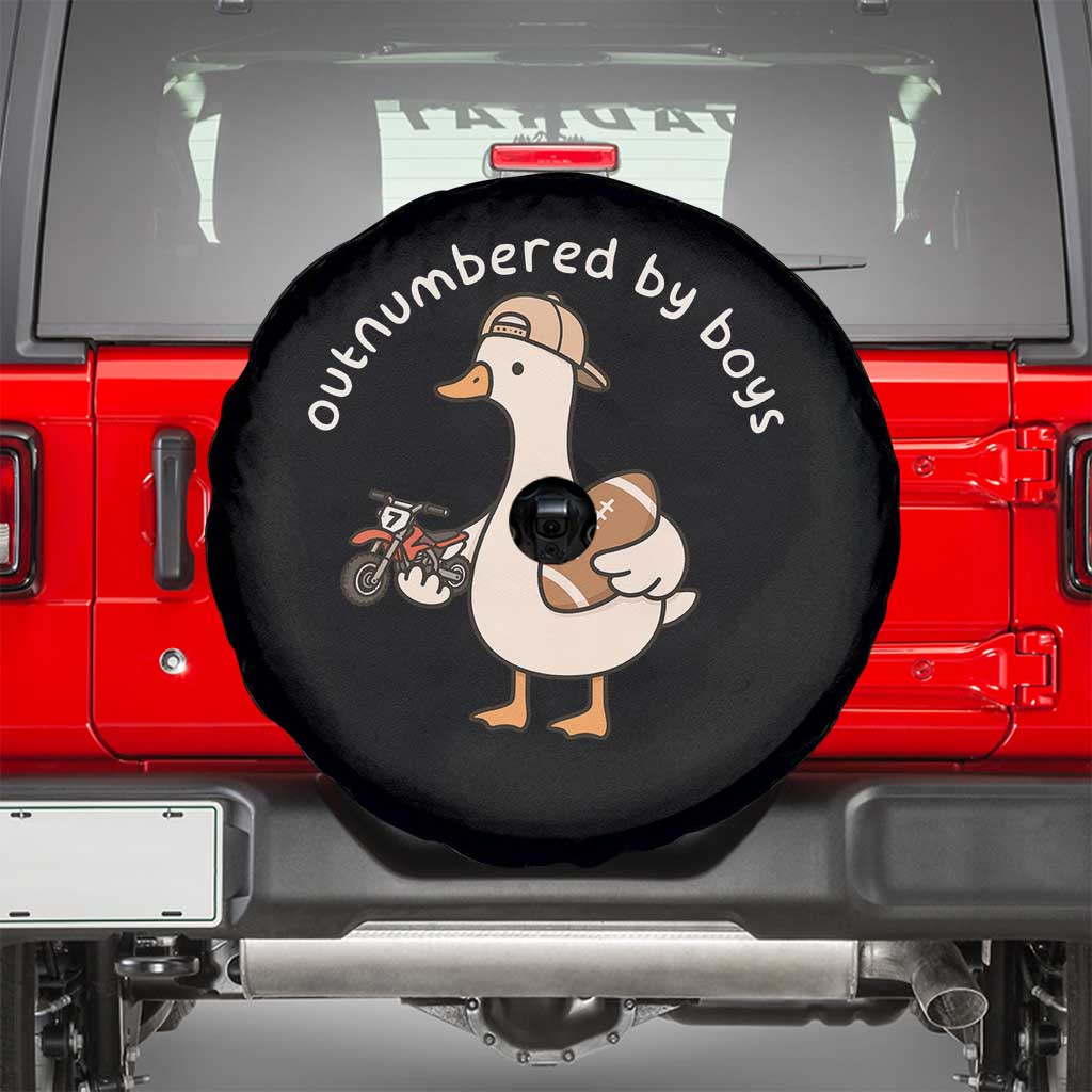 Outnumbered By Boys Funny Mom Goose Spare Tire Cover TS11 Black Print Your Wear
