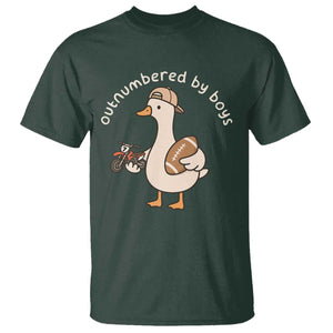 Outnumbered By Boys Funny Mom Goose T Shirt TS11 Dark Forest Green Print Your Wear