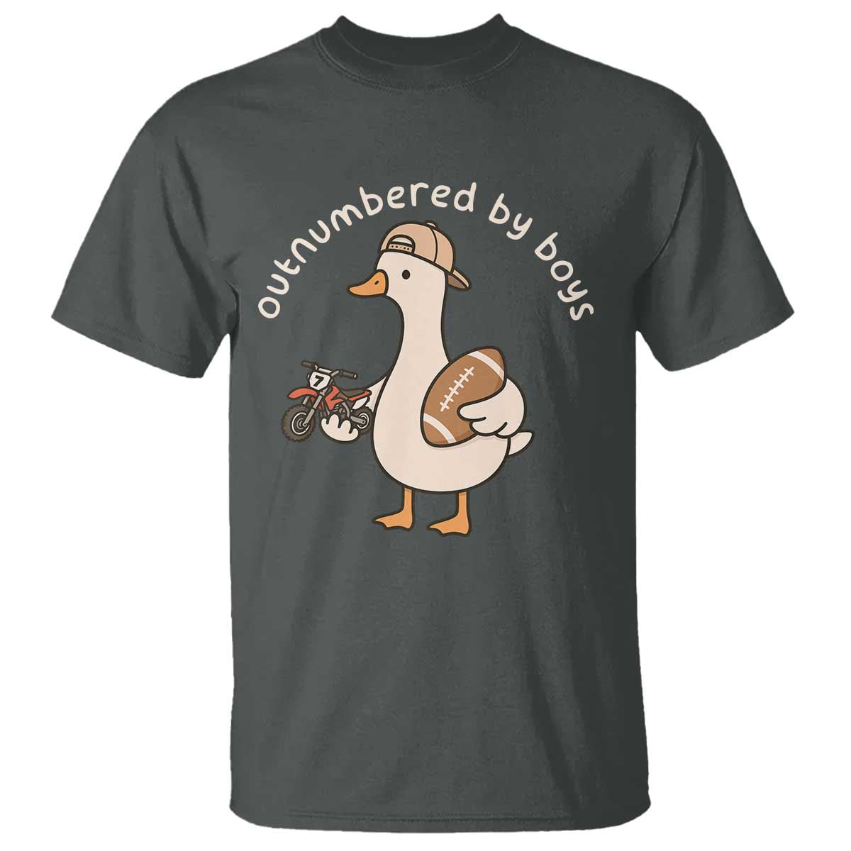 Outnumbered By Boys Funny Mom Goose T Shirt TS11 Dark Heather Print Your Wear