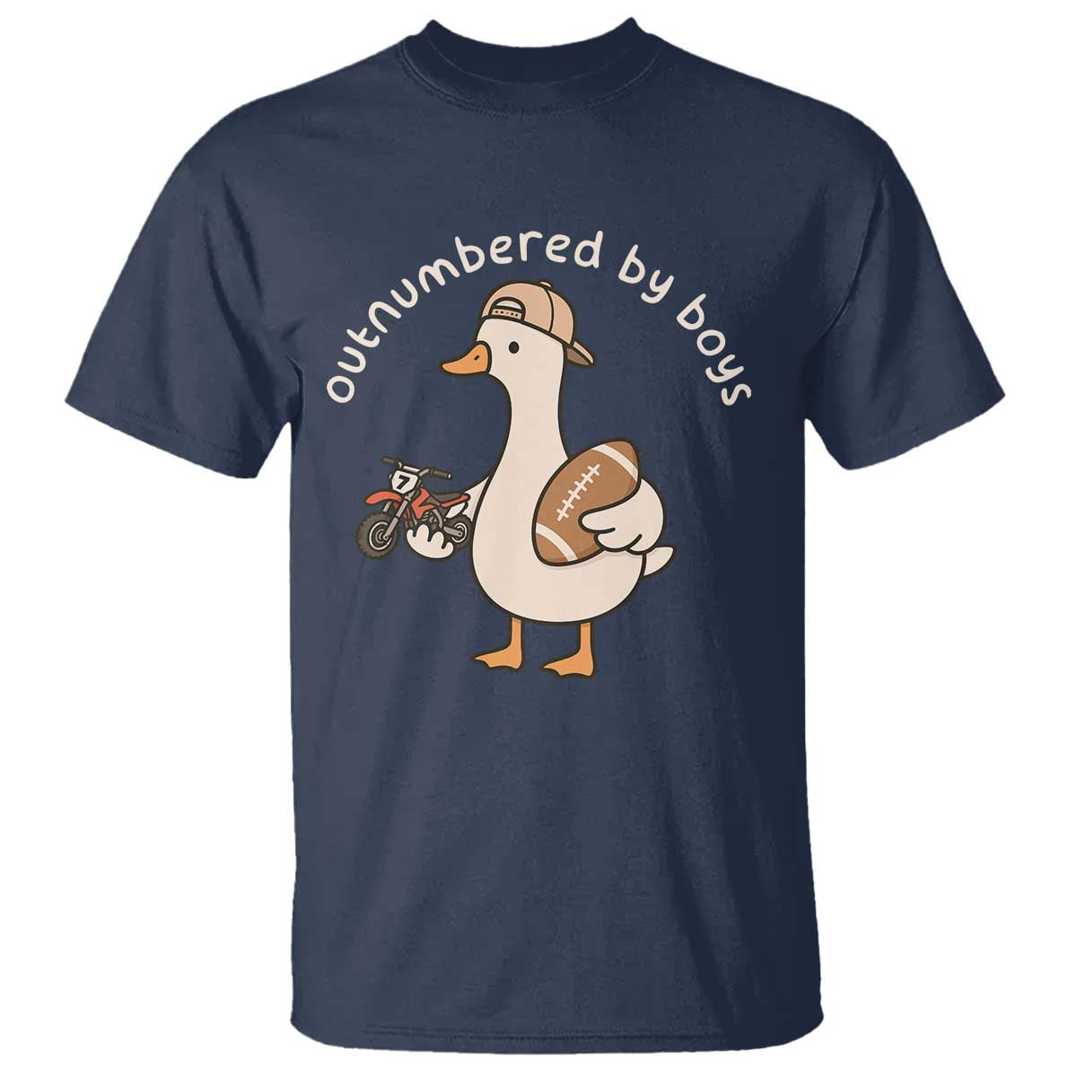 Outnumbered By Boys Funny Mom Goose T Shirt TS11 Navy Print Your Wear
