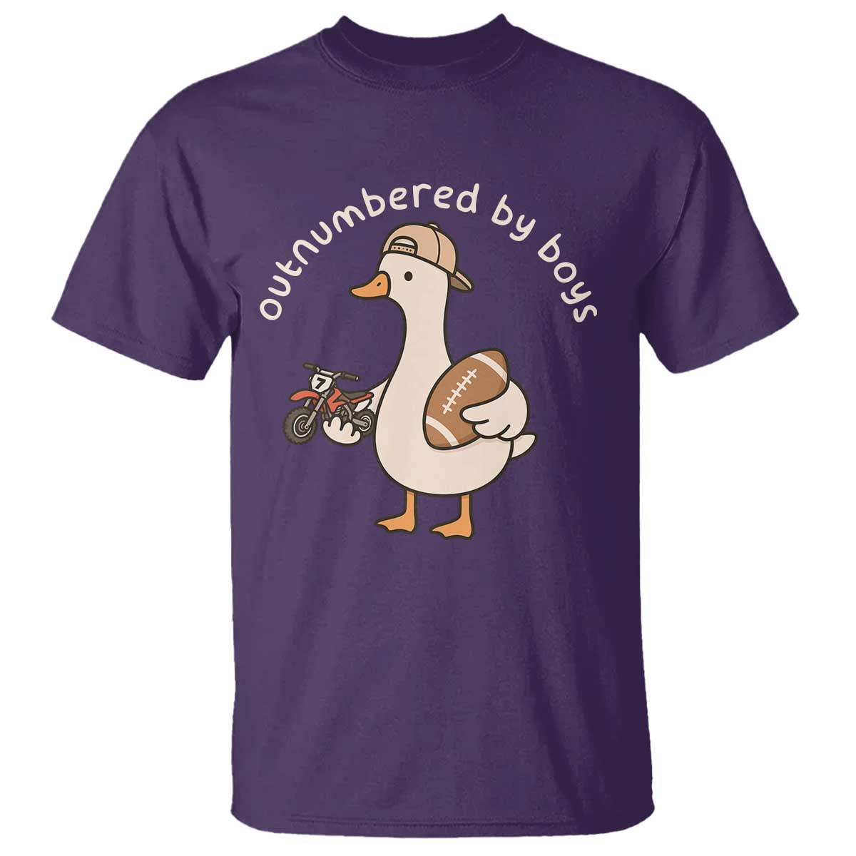 Outnumbered By Boys Funny Mom Goose T Shirt TS11 Purple Print Your Wear