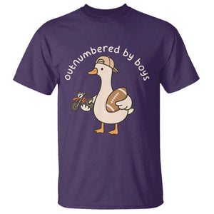 Outnumbered By Boys Funny Mom Goose T Shirt TS11 Purple Print Your Wear