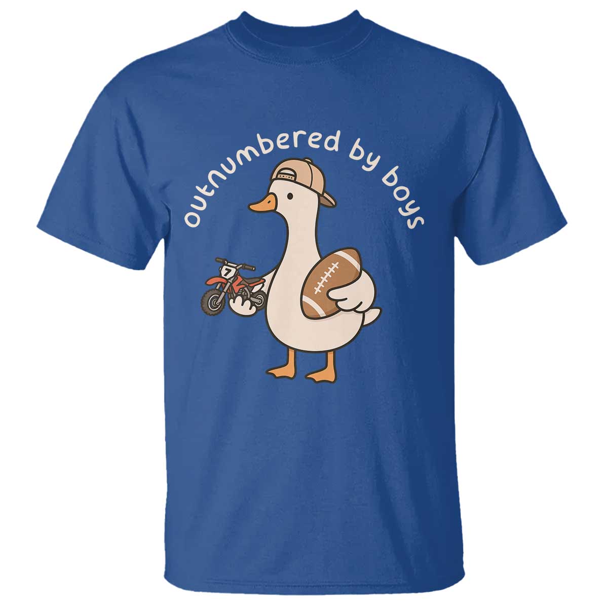 Outnumbered By Boys Funny Mom Goose T Shirt TS11 Royal Blue Print Your Wear