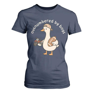 Outnumbered By Boys Funny Mom Goose T Shirt For Women TS11 Navy Print Your Wear