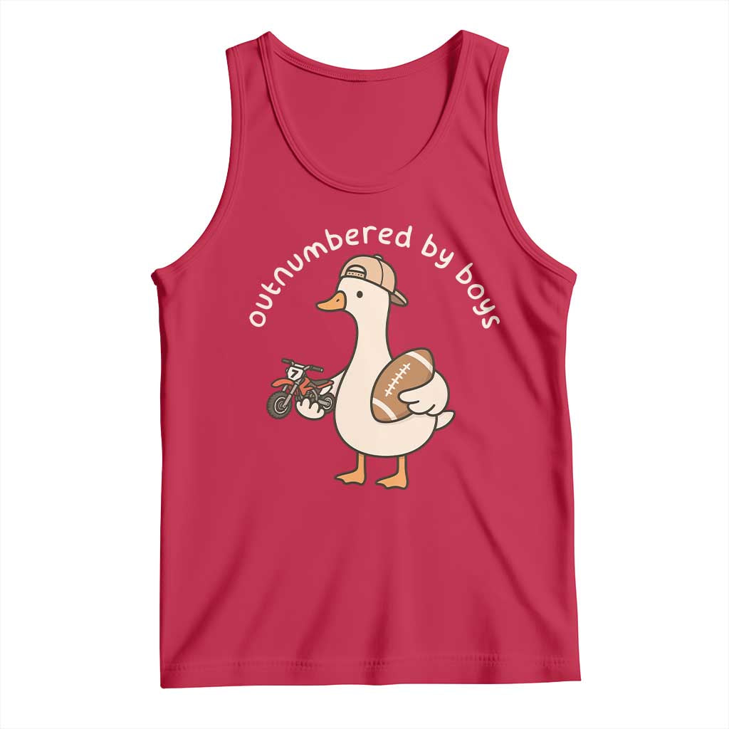Outnumbered By Boys Funny Mom Goose Tank Top TS11 Red Print Your Wear