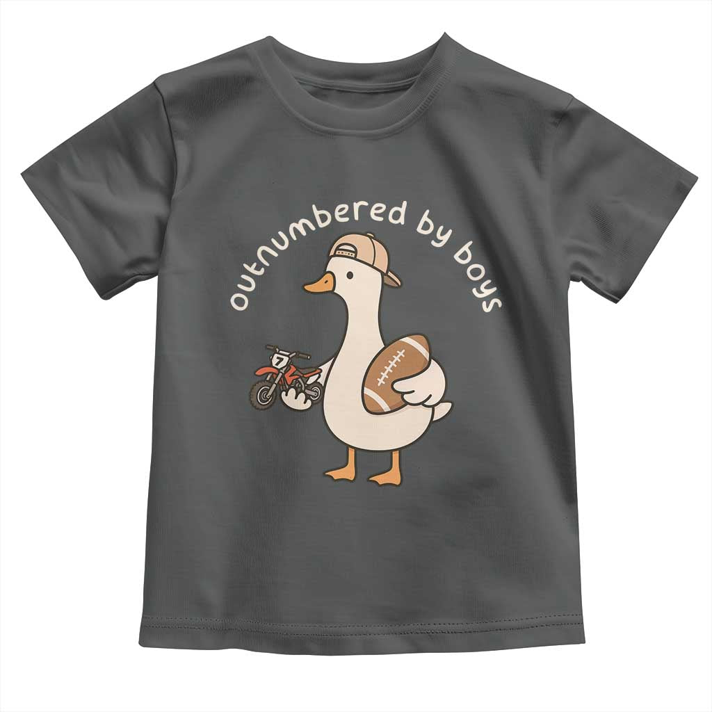 Outnumbered By Boys Funny Mom Goose Toddler T Shirt TS11 Dark Heather Print Your Wear