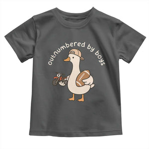 Outnumbered By Boys Funny Mom Goose Toddler T Shirt TS11 Dark Heather Print Your Wear