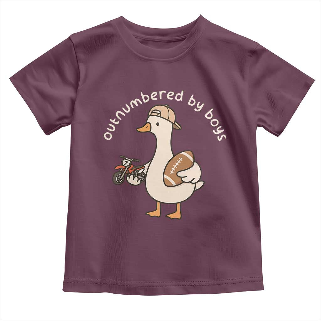 Outnumbered By Boys Funny Mom Goose Toddler T Shirt TS11 Maroon Print Your Wear