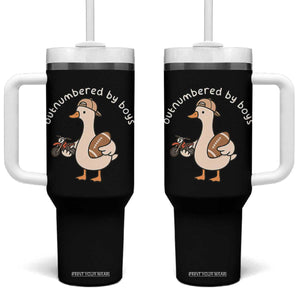 Outnumbered By Boys Funny Mom Goose Tumbler With Handle TS11 One Size: 40 oz Black Print Your Wear