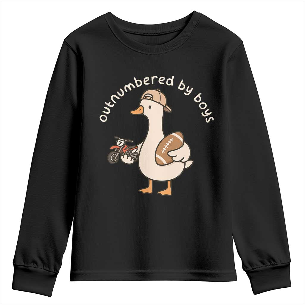 Outnumbered By Boys Funny Mom Goose Youth Sweatshirt TS11 Black Print Your Wear