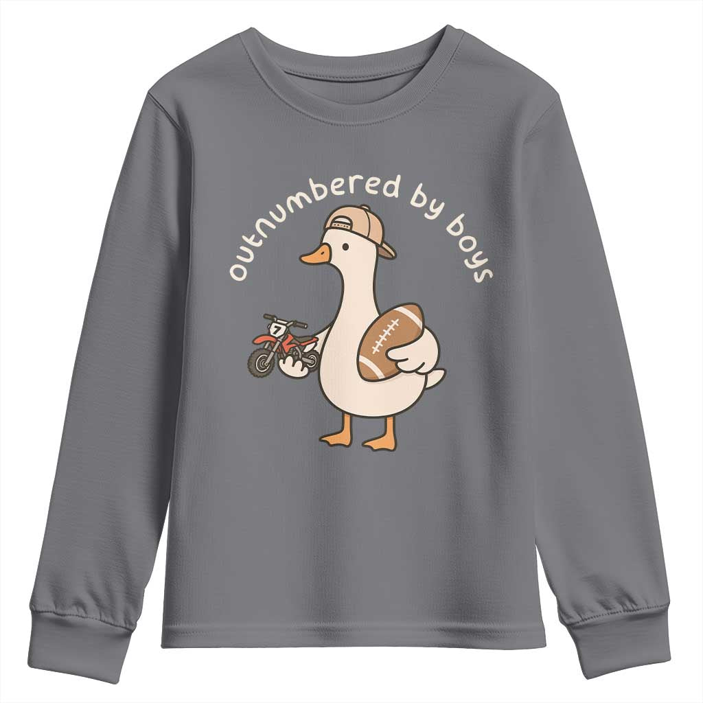 Outnumbered By Boys Funny Mom Goose Youth Sweatshirt TS11 Charcoal Print Your Wear