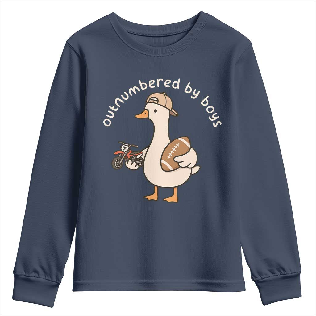 Outnumbered By Boys Funny Mom Goose Youth Sweatshirt TS11 Navy Print Your Wear