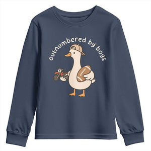 Outnumbered By Boys Funny Mom Goose Youth Sweatshirt TS11 Navy Print Your Wear