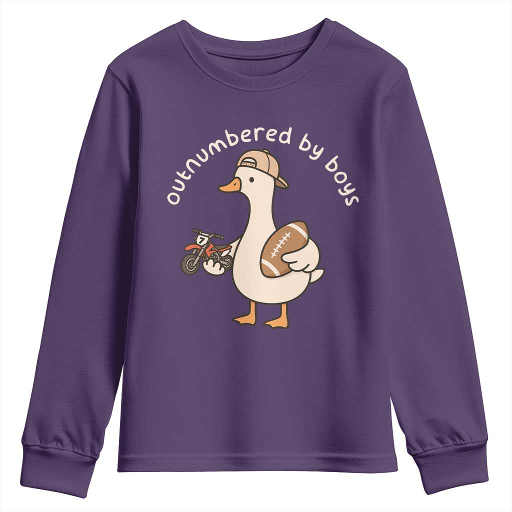 Outnumbered By Boys Funny Mom Goose Youth Sweatshirt TS11 Purple Print Your Wear