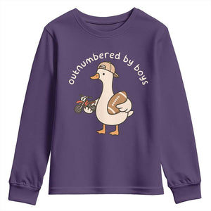 Outnumbered By Boys Funny Mom Goose Youth Sweatshirt TS11 Purple Print Your Wear