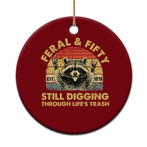 50th Birthday Raccoon Ceramic Ornament Feral And Fifty Still Digging Through Life's Trash Est 1976 TS11 1pc Red Print Your Wear