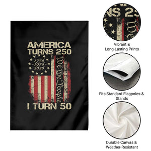 America Turns 250 I Turn 50 Garden Flag 50th Birthday 250th Anniversary USA Vintage 1976 Bday TS11 Print Your Wear