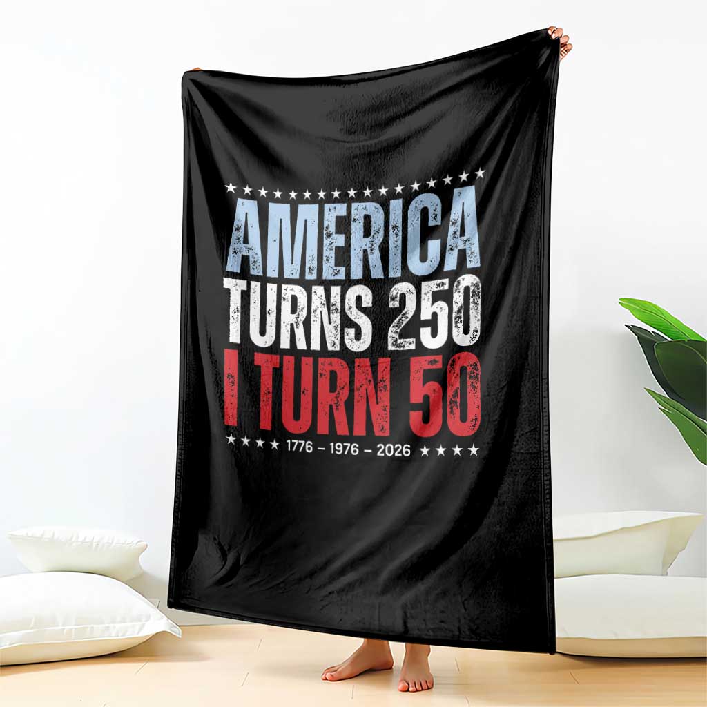 America Turns 250 I Turn 50 Throw Blanket 50th Birthday 250th Anniversary USA Vintage 1976 TS11 Print Your Wear
