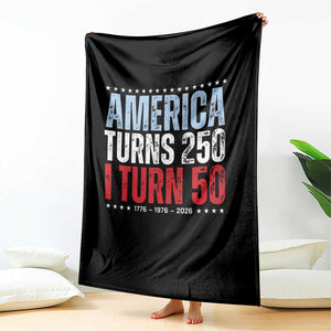 America Turns 250 I Turn 50 Throw Blanket 50th Birthday 250th Anniversary USA Vintage 1976 TS11 Print Your Wear