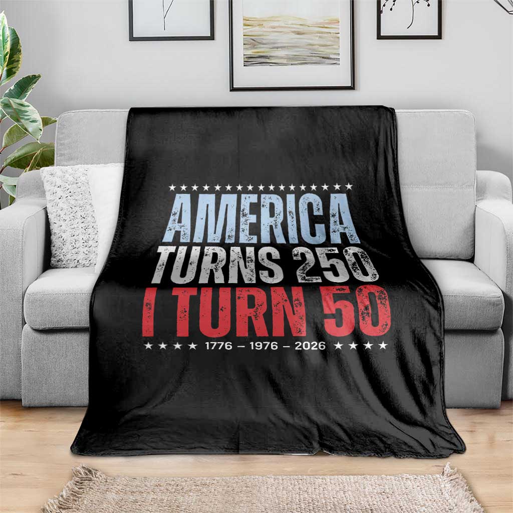 America Turns 250 I Turn 50 Throw Blanket 50th Birthday 250th Anniversary USA Vintage 1976 TS11 Print Your Wear