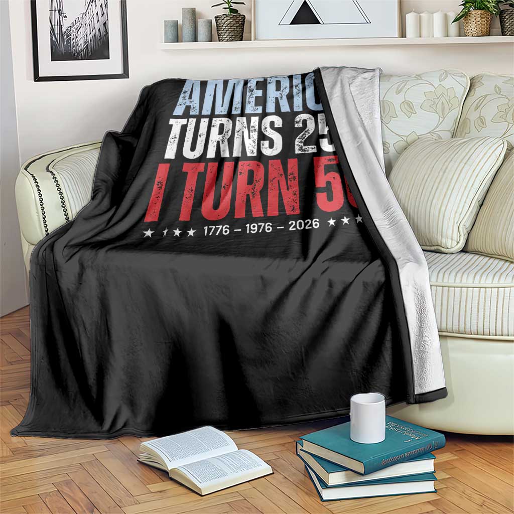 America Turns 250 I Turn 50 Throw Blanket 50th Birthday 250th Anniversary USA Vintage 1976 TS11 Print Your Wear