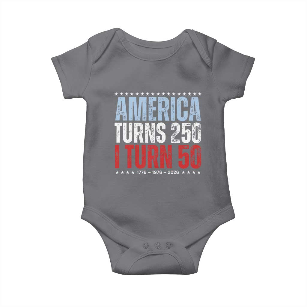 America Turns 250 I Turn 50 Baby Onesie 50th Birthday 250th Anniversary USA Vintage 1976 TS11 Charcoal Print Your Wear