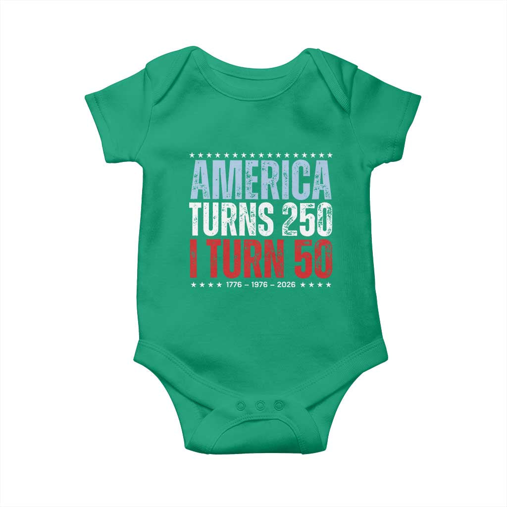 America Turns 250 I Turn 50 Baby Onesie 50th Birthday 250th Anniversary USA Vintage 1976 TS11 Irish Green Print Your Wear