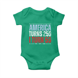 America Turns 250 I Turn 50 Baby Onesie 50th Birthday 250th Anniversary USA Vintage 1976 TS11 Irish Green Print Your Wear