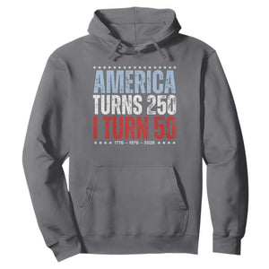 America Turns 250 I Turn 50 Hoodie 50th Birthday 250th Anniversary USA Vintage 1976 TS11 Charcoal Print Your Wear