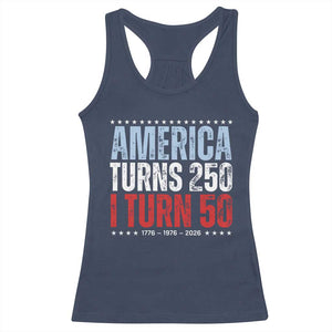 America Turns 250 I Turn 50 Racerback Tank Top 50th Birthday 250th Anniversary USA Vintage 1976 TS11 Navy Print Your Wear