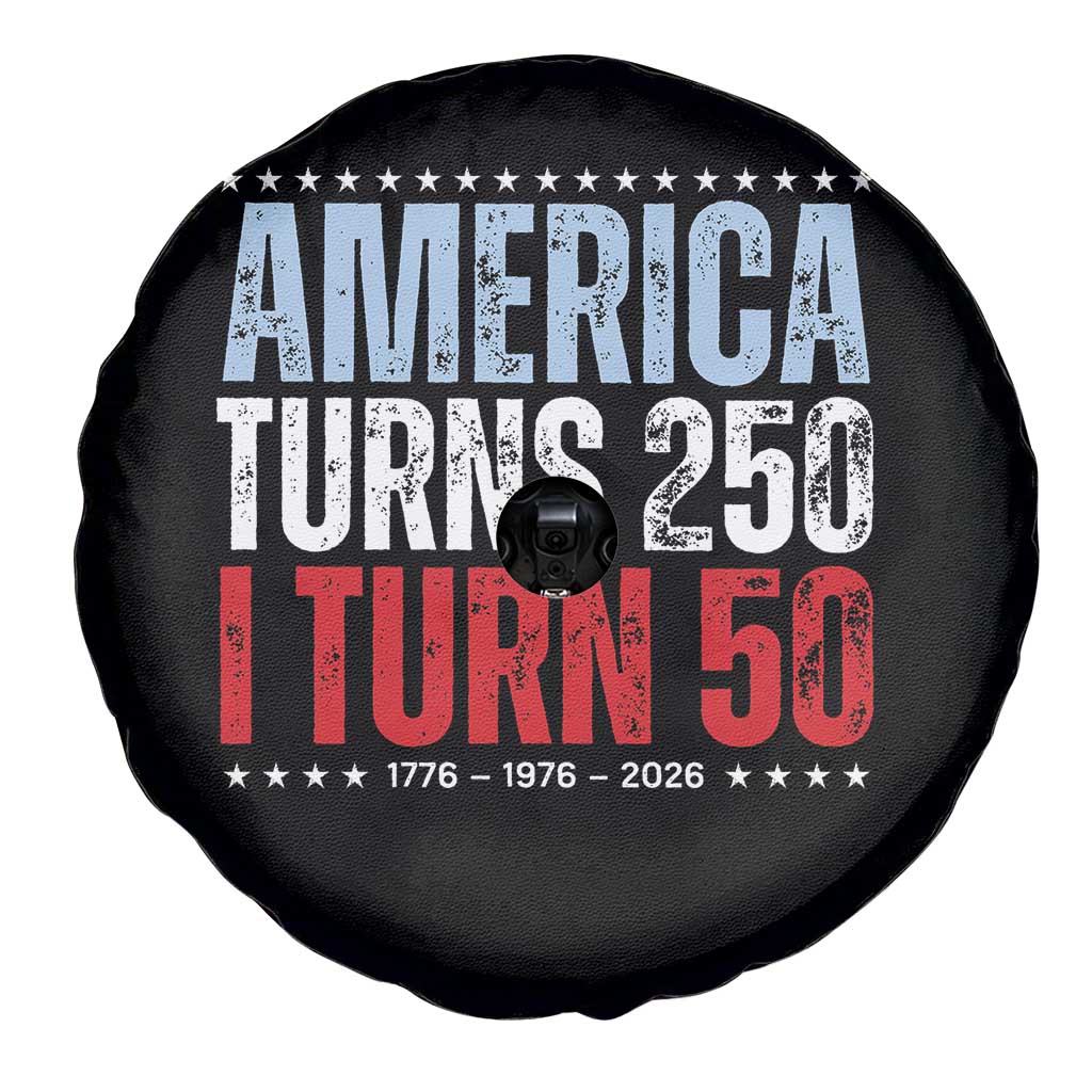 America Turns 250 I Turn 50 Spare Tire Cover 50th Birthday 250th Anniversary USA Vintage 1976 TS11 Print Your Wear