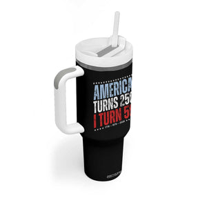 America Turns 250 I Turn 50 Tumbler With Handle 50th Birthday 250th Anniversary USA Vintage 1976 TS11 Print Your Wear