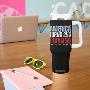 America Turns 250 I Turn 50 Tumbler With Handle 50th Birthday 250th Anniversary USA Vintage 1976 TS11 Print Your Wear