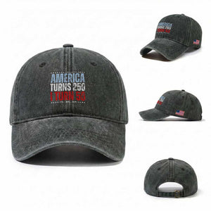 America Turns 250 I Turn 50 Washed Cotton Baseball Cap 50th Birthday 250th Anniversary USA Vintage 1976 TS11 Washed Cap Universal Fit Dark Green Print Your Wear