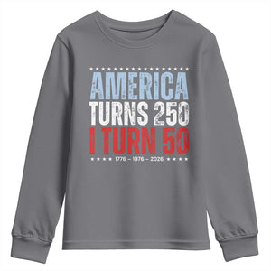 America Turns 250 I Turn 50 Youth Sweatshirt 50th Birthday 250th Anniversary USA Vintage 1976 TS11 Charcoal Print Your Wear