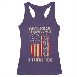 America Turns 250 I Turn 100 Racerback Tank Top 100th Birthday 250th Anniversary USA Vintage 1926 Bday TS11 Purple Print Your Wear
