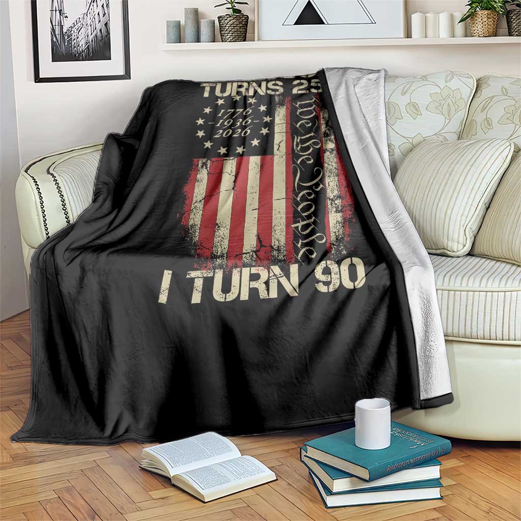 America Turns 250 I Turn 90 Throw Blanket 90th Birthday 250th Anniversary USA Vintage 1936 Bday TS11 Print Your Wear