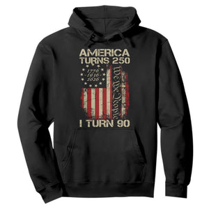 America Turns 250 I Turn 90 Hoodie 90th Birthday 250th Anniversary USA Vintage 1936 Bday TS11 Black Print Your Wear