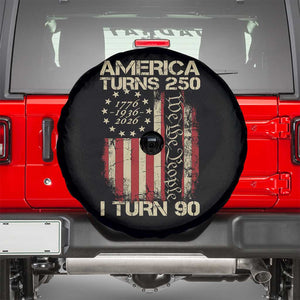 America Turns 250 I Turn 90 Spare Tire Cover 90th Birthday 250th Anniversary USA Vintage 1936 Bday TS11 Black Print Your Wear