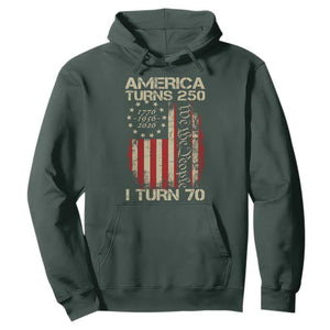 America Turns 250 I Turn 70 Hoodie 70th Birthday 250th Anniversary USA Vintage 1956 Bday TS11 Dark Forest Green Print Your Wear