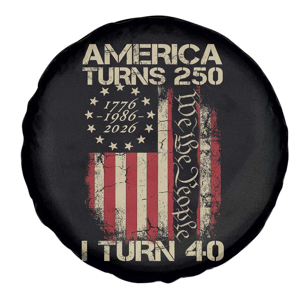 America Turns 250 I Turn 40 Spare Tire Cover 40th Birthday 250th Anniversary USA Vintage 1986 Bday TS11 Print Your Wear