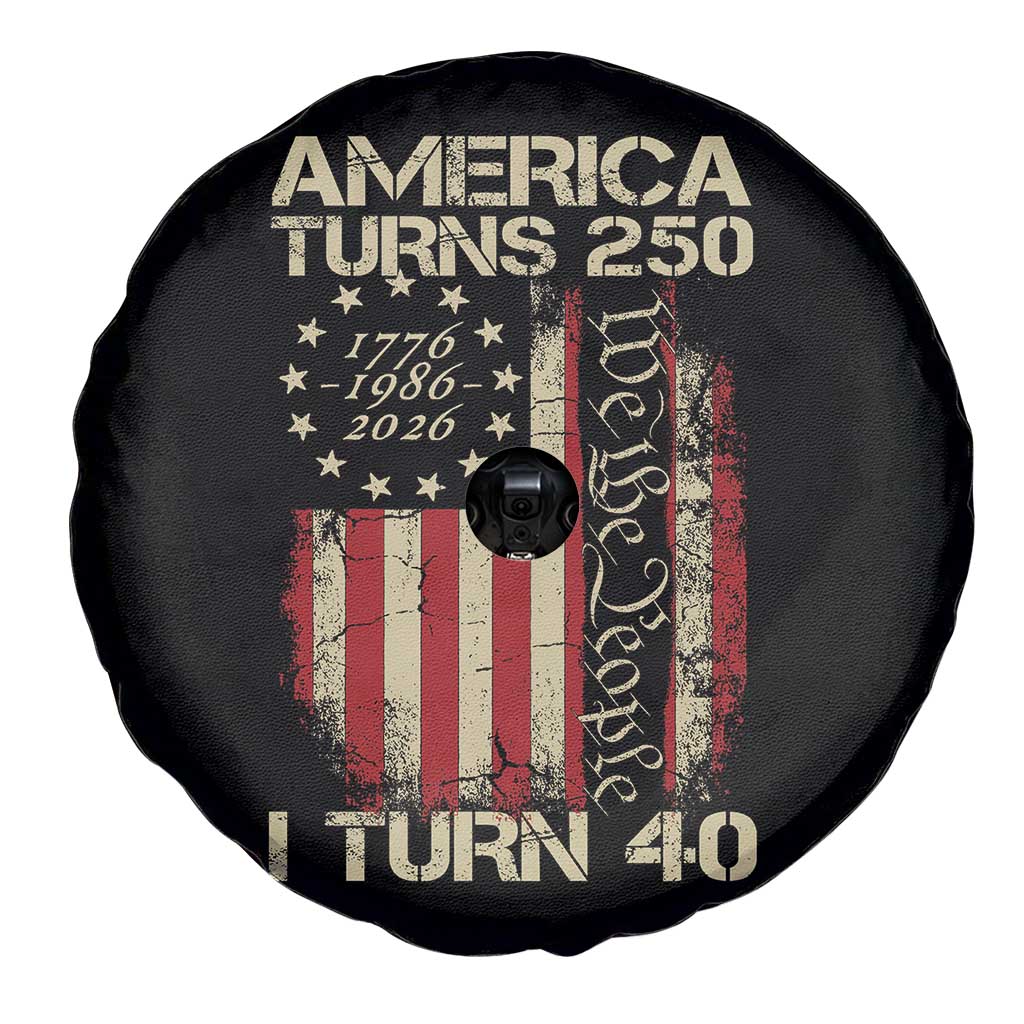 America Turns 250 I Turn 40 Spare Tire Cover 40th Birthday 250th Anniversary USA Vintage 1986 Bday TS11 Print Your Wear